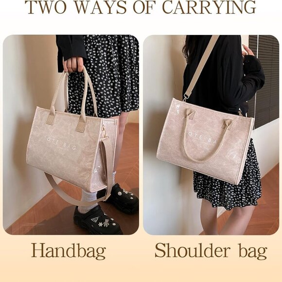 PVC Tote Bag Women Crossbody Shoulder Handbag with Adjustable Strap - Picture 4 of 6